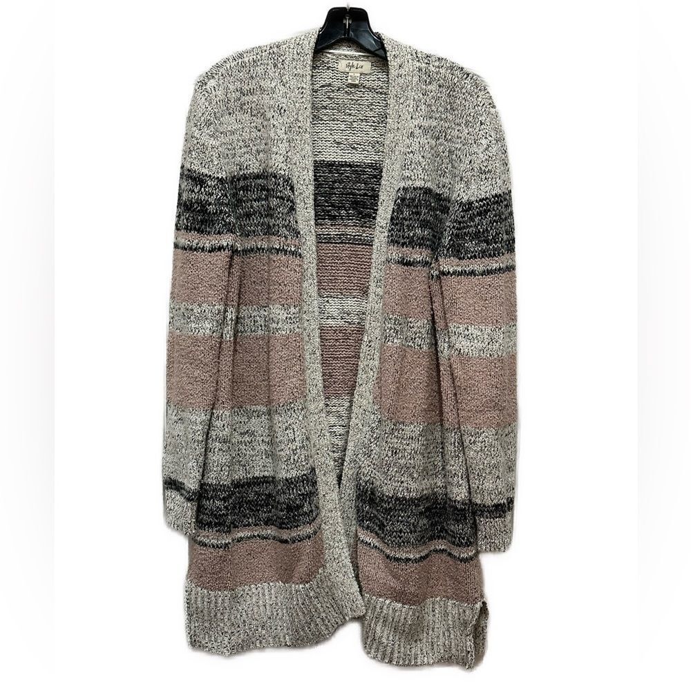 Style & Co Thick Cozy Striped Cardigan Sweater Size L